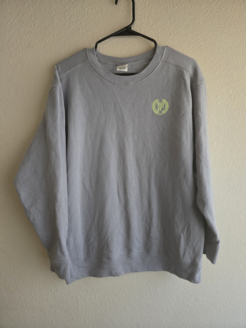 PINK Victoria's Secret Gray Crewneck with Lime Crest